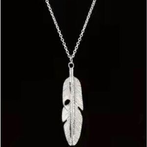 NWT Feather Necklace In Silver Matching Earrings In Separate Listing